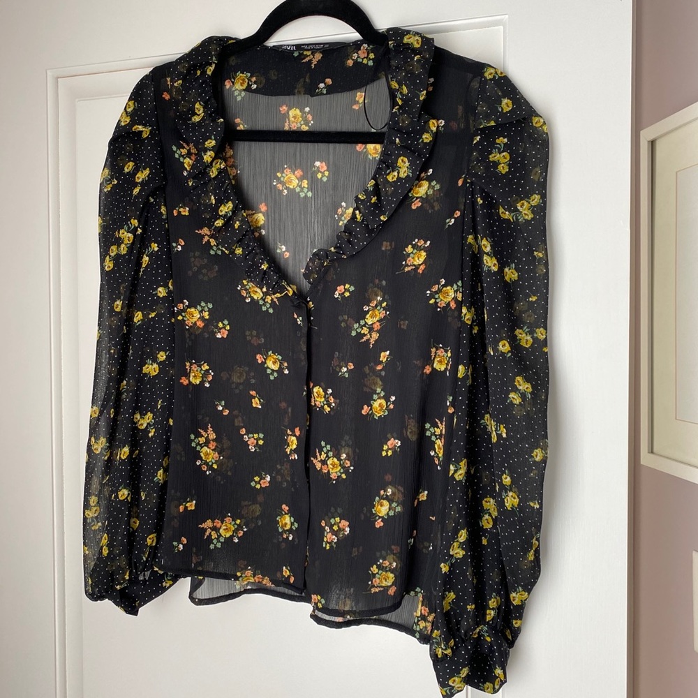 Zara sheer floral top